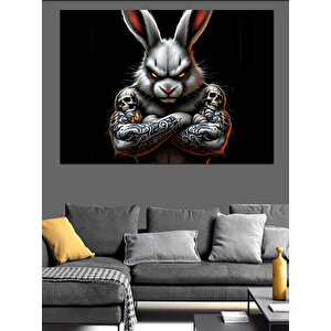 Karanlıkta Tehlikeli Tavşan Portresi Dekoratif Kanvas - Mdf Ahşap Tablo 35x50 cm