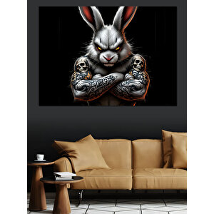 Karanlıkta Tehlikeli Tavşan Portresi Dekoratif Kanvas - Mdf Ahşap Tablo
