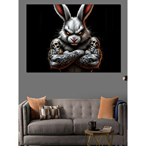 Karanlıkta Tehlikeli Tavşan Portresi Dekoratif Kanvas - Mdf Ahşap Tablo 25x35 cm