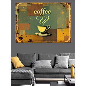 Vintage Kahve Fincanı Dekoratif Kanvas - Mdf Ahşap Tablo 25x35 cm