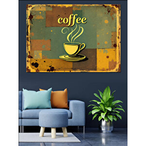 Vintage Kahve Fincanı Dekoratif Kanvas - Mdf Ahşap Tablo 25x35 cm