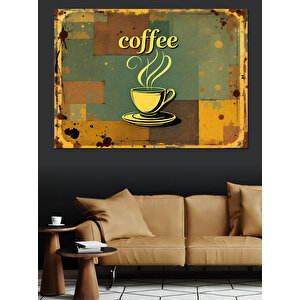 Vintage Kahve Fincanı Dekoratif Kanvas - Mdf Ahşap Tablo 100x140 cm
