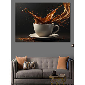 Dökülen Kahve Fincanı Dekoratif Kanvas - Mdf Ahşap Tablo