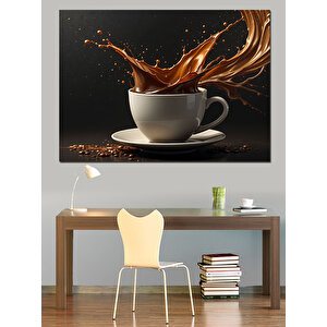 Dökülen Kahve Fincanı Dekoratif Kanvas - Mdf Ahşap Tablo 70x100 cm