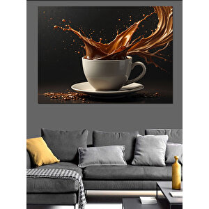 Dökülen Kahve Fincanı Dekoratif Kanvas - Mdf Ahşap Tablo 70x100 cm