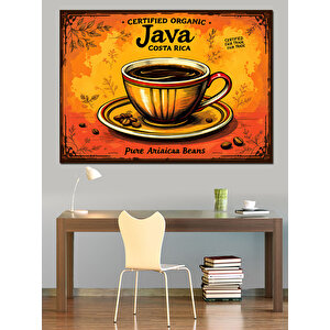 Kahve Java Retro Afiş Dekoratif Kanvas - Mdf Ahşap Tablo 35x50 cm