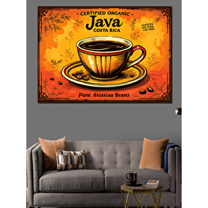 Kahve Java Retro Afiş Dekoratif Kanvas - Mdf Ahşap Tablo