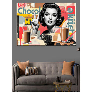 Retro Kahve Reklam Posteri Dekoratif Kanvas - Mdf Ahşap Tablo 50x70 cm
