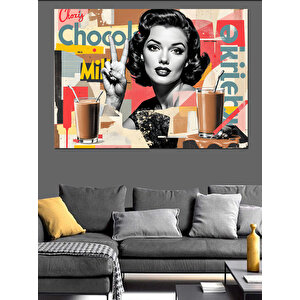 Retro Kahve Reklam Posteri Dekoratif Kanvas - Mdf Ahşap Tablo 50x70 cm
