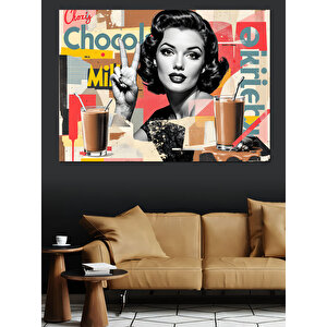 Retro Kahve Reklam Posteri Dekoratif Kanvas - Mdf Ahşap Tablo