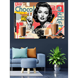 Retro Kahve Reklam Posteri Dekoratif Kanvas - Mdf Ahşap Tablo