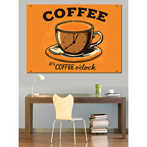 Turuncu Kupa Kahve Posteri Dekoratif Kanvas - Mdf Ahşap Tablo