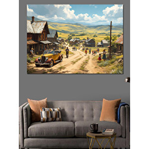 Kırsal Ev Doğa Manzarası Dekoratif Kanvas - Mdf Ahşap Tablo 100x140 cm