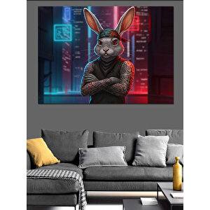 Gece Tavşanı Şehri Dekoratif Kanvas - Mdf Ahşap Tablo 25x35 cm