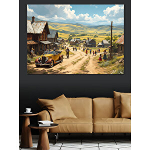 Kırsal Ev Doğa Manzarası Dekoratif Kanvas - Mdf Ahşap Tablo