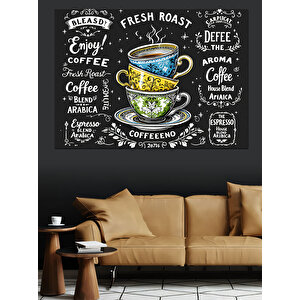 Tebeşir Tahta Kahve Tipografisi Dekoratif Kanvas - Mdf Ahşap Tablo 50x70 cm