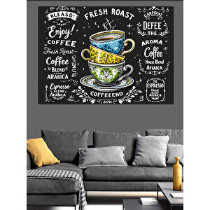 Tebeşir Tahta Kahve Tipografisi Dekoratif Kanvas - Mdf Ahşap Tablo 100x140 cm