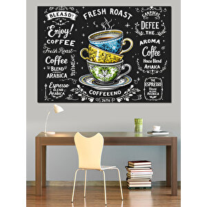 Tebeşir Tahta Kahve Tipografisi Dekoratif Kanvas - Mdf Ahşap Tablo 25x35 cm