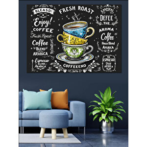 Tebeşir Tahta Kahve Tipografisi Dekoratif Kanvas - Mdf Ahşap Tablo