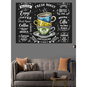 Tebeşir Tahta Kahve Tipografisi Dekoratif Kanvas - Mdf Ahşap Tablo