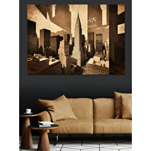 Eski Şehir Gölgesi Dekoratif Kanvas - Mdf Ahşap Tablo