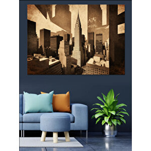 Eski Şehir Gölgesi Dekoratif Kanvas - Mdf Ahşap Tablo