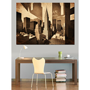 Eski Şehir Gölgesi Dekoratif Kanvas - Mdf Ahşap Tablo 50x70 cm