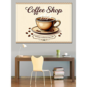 Vintage Kahve Dükkanı Afişi Dekoratif Kanvas - Mdf Ahşap Tablo 35x50 cm