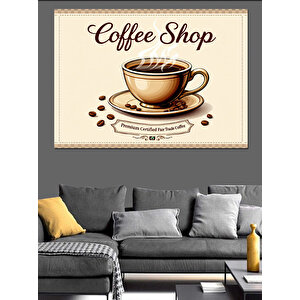 Vintage Kahve Dükkanı Afişi Dekoratif Kanvas - Mdf Ahşap Tablo 35x50 cm