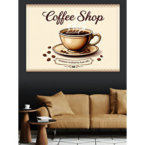 Vintage Kahve Dükkanı Afişi Dekoratif Kanvas - Mdf Ahşap Tablo 35x50 cm