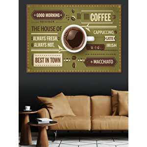 Retro Kahve Menü Posteri Dekoratif Kanvas - Mdf Ahşap Tablo 70x100 cm