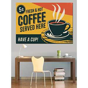 Retro Kahve Reklam Posteri Dekoratif Kanvas - Mdf Ahşap Tablo 70x100 cm