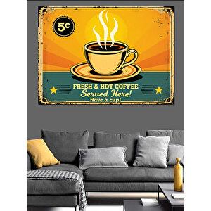 Vintage Kahve Reklam Posteri Dekoratif Kanvas - Mdf Ahşap Tablo 70x100 cm