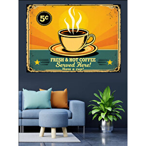 Vintage Kahve Reklam Posteri Dekoratif Kanvas - Mdf Ahşap Tablo 70x100 cm