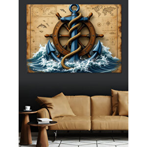 Çapalı Deniz Fırtınası Dekoratif Kanvas - Mdf Ahşap Tablo 35x50 cm