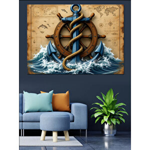 Çapalı Deniz Fırtınası Dekoratif Kanvas - Mdf Ahşap Tablo 35x50 cm