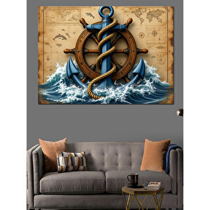 Çapalı Deniz Fırtınası Dekoratif Kanvas - Mdf Ahşap Tablo 100x140 cm