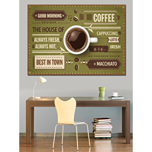 Retro Kahve Menü Posteri Dekoratif Kanvas - Mdf Ahşap Tablo