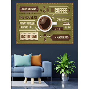 Retro Kahve Menü Posteri Dekoratif Kanvas - Mdf Ahşap Tablo 25x35 cm