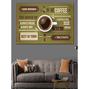 Retro Kahve Menü Posteri Dekoratif Kanvas - Mdf Ahşap Tablo 25x35 cm