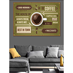 Retro Kahve Menü Posteri Dekoratif Kanvas - Mdf Ahşap Tablo
