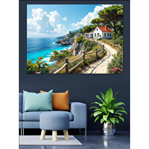 Uçurum Kenarında Ev Dekoratif Kanvas - Mdf Ahşap Tablo 70x100 cm
