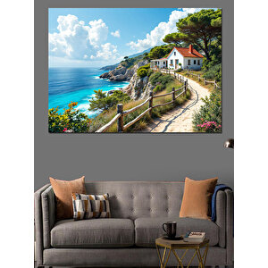 Uçurum Kenarında Ev Dekoratif Kanvas - Mdf Ahşap Tablo