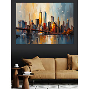 Şehir Manzarası Ve Köprü Dekoratif Kanvas - Mdf Ahşap Tablo 50x70 cm