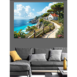 Uçurum Kenarında Ev Dekoratif Kanvas - Mdf Ahşap Tablo 50x70 cm