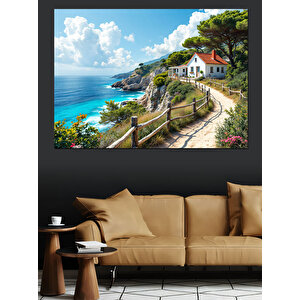 Uçurum Kenarında Ev Dekoratif Kanvas - Mdf Ahşap Tablo 50x70 cm