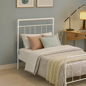 Odin Tek Kişilik Metal Karyola-beyaz (ahşap Latali) 90x200 cm