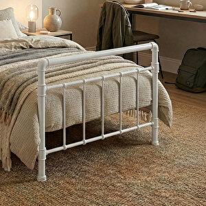 Odin Tek Kişilik Metal Karyola-beyaz (ahşap Latali) 90x200 cm