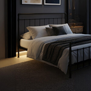 Odin Çift Kişilik Metal Karyola-siyah (ahşap Latali) 160x200 cm