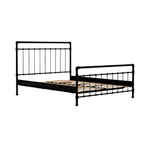 Odin Çift Kişilik Metal Karyola-siyah (ahşap Latali) 140x190 cm